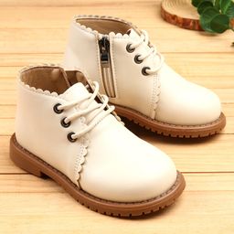 KIDLINGSS Lace Up Ankle Length Winter Boots - White-image-28