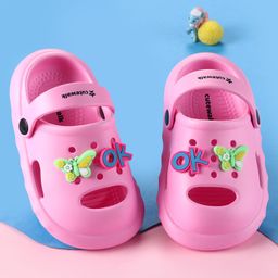Cute Walk by Babyhug Backstrap Clogs with Butterfly Applique - Pink-image-48