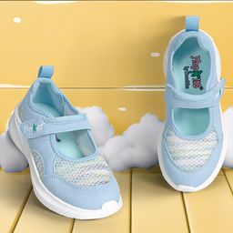 Hopits Abstract Designed Mary Jane Ballerinas With Velcro Closure - Light Blue-image-93