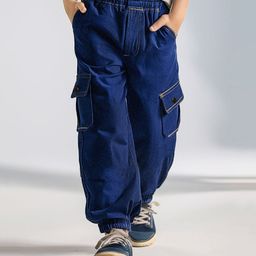 Naughty Ninos Cotton Denim Solid Cargo Pants - Navy Blue-image-22
