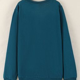 Lazy Bones Full Sleeves Text Printed Sweatshirt - Turquoise Blue image 2