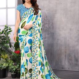 LeeliPeeri Designer Polka Dot Poly Georgette Saree-image-92