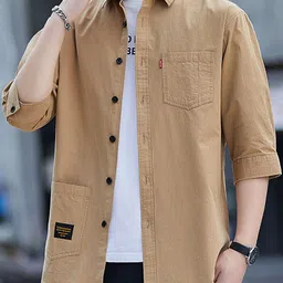 StyleCast Men Spread Collar Solid Cotton Casual Shirt-image-22