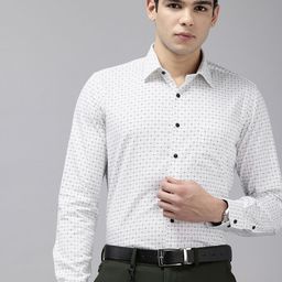 Van Heusen Slim Fit Geometric Printed Pure Cotton Formal Shirt-image-37