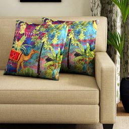 HOUZZCODE Green Set of 2 Quirky Square Cushion Covers image 1