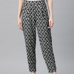 Marks & Spencer Women Printed High-Rise Trousers-image-9