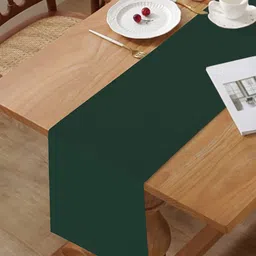HOME COLORS.IN Green Rectangular Table Runner image 1