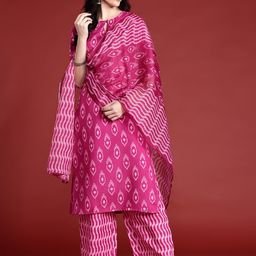 Anouk Printed Kurta with Palazzos & Dupatta-5