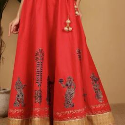 Kaanchie Nanggia Red Silk Skirt-image-93