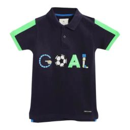 Cherry Crumble By Nitt Hyman Kids Navy Applique Pattern Polo T-Shirt-image-33