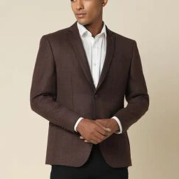 Allen Solly Brown Slim Fit Checks Blazer-image-65