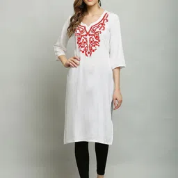 MALLORY WINSTON Women Embroidered Round Neck Straight Kurta-picture-15