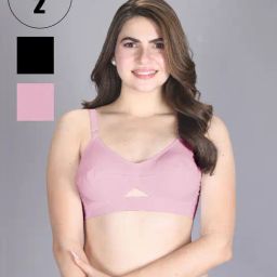 Lux Venus Pink & Black Full Coverage Non-Wired Everyday Bra With Adjustable Strap - Pack of 2-picture-8