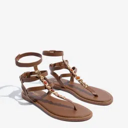 LUNA BLU by Westside Tan Embellished Gladiator Sandals-picture-19
