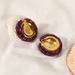 Sohi Plum Purple Mirror Ear Cuff Earrings for Women-image-1