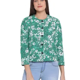Oxolloxo Green Floral Print Debra Styleon Jacket-picture-11