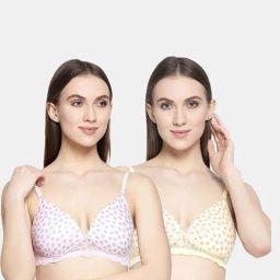 AROUSY Yellow & Pink Cotton Printed T-Shirt Bra - Pack Of 2-picture-28