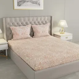 Raymond Home Brown Cotton 149 TC Queen Bedsheet with 2 Pillow Covers-image-56