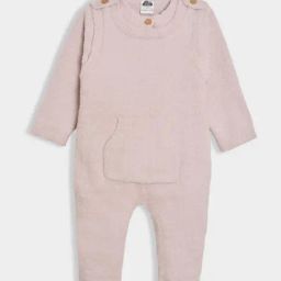 MiArcus Kids Pink Full Sleeves Solid Cardigan & Dungaree Set-69