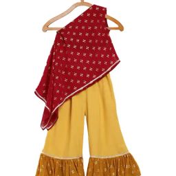 Ahalyaa Kids Maroon Printed Top & Palazzos-image-30