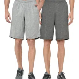 Vimal Jonney Grey & Dark Grey Regular Fit Shorts - Pack of 2-image-25