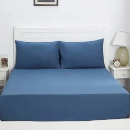 Maspar Colorart Slumber Blue 200 TC Cotton King Size Bed Sheet with 2 Pillow Cover-image-51