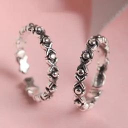 Clara 92.5 Sterling Silver Oxidized Cross Toe Rings for Women-image-66