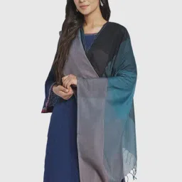 Fabindia Blue Cotton Woven Pattern Dupatta-image-51