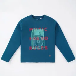 Ed-a-Mamma Kids Blue Cotton Printed Full Sleeves T-Shirt-picture-11
