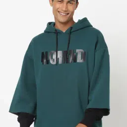 Bewakoof Green Regular Fit Printed Hooded Sweatshirt-picture-17