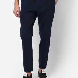 Cantabil Navy Cotton Relaxed Fit Joggers-picture-22