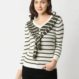 Pepe Jeans Off-White & Green Striped Sweat Top-picture-4