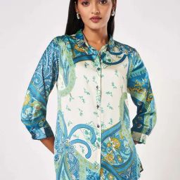 Marigold Lane Blue Printed Shirt-image-40