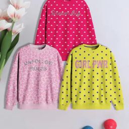 3PIN Girls Multicolor Cotton Regular Fit Printed Sweatshirt - Pack of 3-picture-26