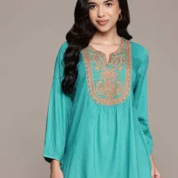 Aarke Ritu Kumar Turquoise Blossoms Kurti-picture-37