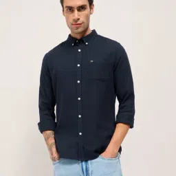 The Bear House Blue Cotton Slim Fit Solid Casual Shirt-picture-17