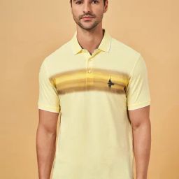 Byford By Pantaloons Light Yellow Slim Fit Printed Polo T-Shirt-picture-37