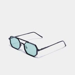 SUNGLASSIC Unisex Rectangle Black Green Sunglasses V1-Commando-12