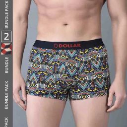 Dollar Bigboss Assorted Cotton Regular Fit Printed Trunks - Pack Of 2-picture-9