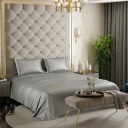 Stoa Paris Date Night Silver Polyester 300 TC King Bedsheet with 2 Pillow Covers-image-71