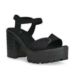 Rocia by Regal Women's Black Ankle Strap Sandals-image-80