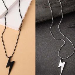 NVR Black & Silver flash pendent with chain for Men - Set of 2-10