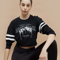 KAPPA Black Printed Crop Sweatshirt-image-39
