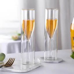 Melbify Flute Transparent Glass Champagne & Wine Glass (180ml) - Set of 2-image-8