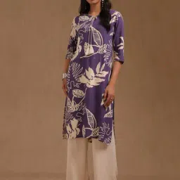 Soch Purple Rayon Floral Three-Quarter Sleeves Kurta-picture-16