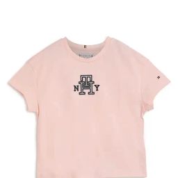 Tommy Hilfiger Kids Pink Logo Print T-Shirt-image-85