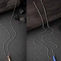 NVR Gold & Blue Geomatric Pendent with Chain for Men - Set of 2-image-25