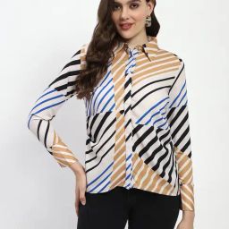 MADAME Multicolor Striped Shirt-image-36