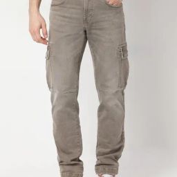 Spykar Grey Cotton Blend Regular Solid Jeans-image-48