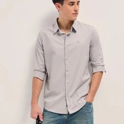 THE BEAR HOUSE Grey Cotton Slim fit Shirts-image-42